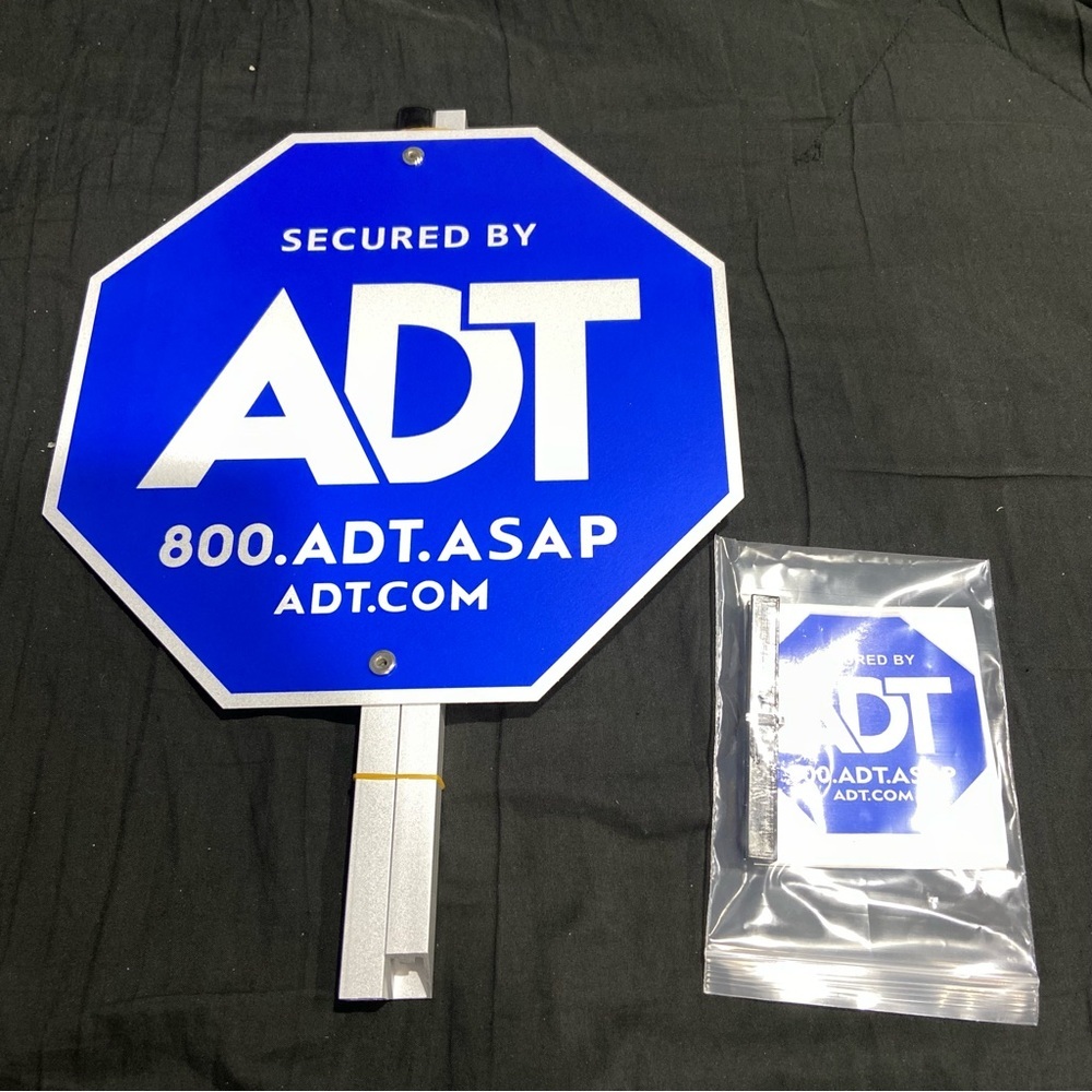ADT Home Security Services NWT Protected by ADT blue yard sign and yard stake